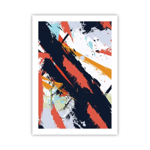 Plakat - Abstrakcyjna kompozycja z dynamicznymi pociągnięciami pędzla - 50x70cm - Kompozycja dynamiczna - Nowoczesna dekoracja ścienna do salonu, kuchni i sypialni ARTTOR