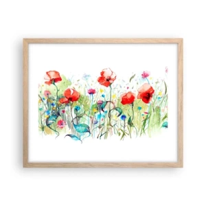 Plakat w ramie jasny dąb - Kwitnąca majem łąka - 50x40 cm