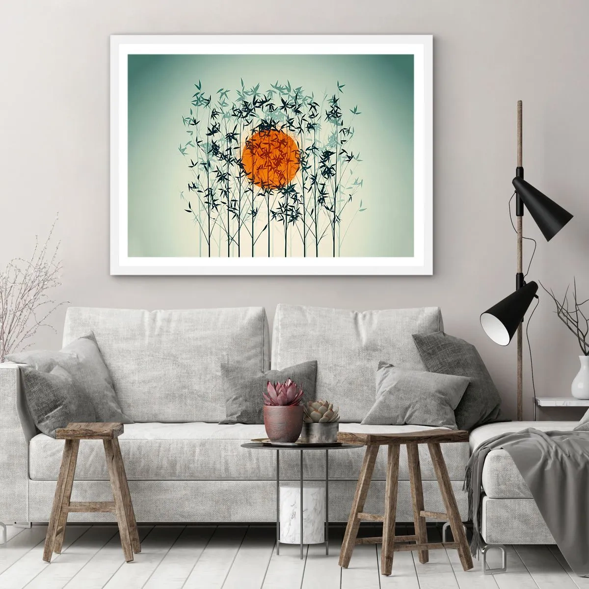 Plakat w białej ramie - Japońskie słońce - 100x70 cm