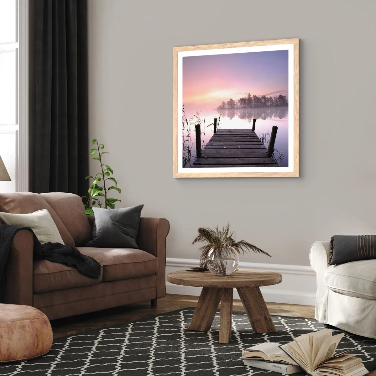 Plakat w ramie jasny dąb - Z liliowej mgły... - 40x40 cm