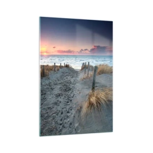 Obraz na szkle - Ścieżka prowadząca na plażę o zachodzie słońca - 70x100cm - Rozlałeś tęczę blasków promienistą… - Nowoczesna dekoracja ścienna do salonu i sypialni ARTTOR
