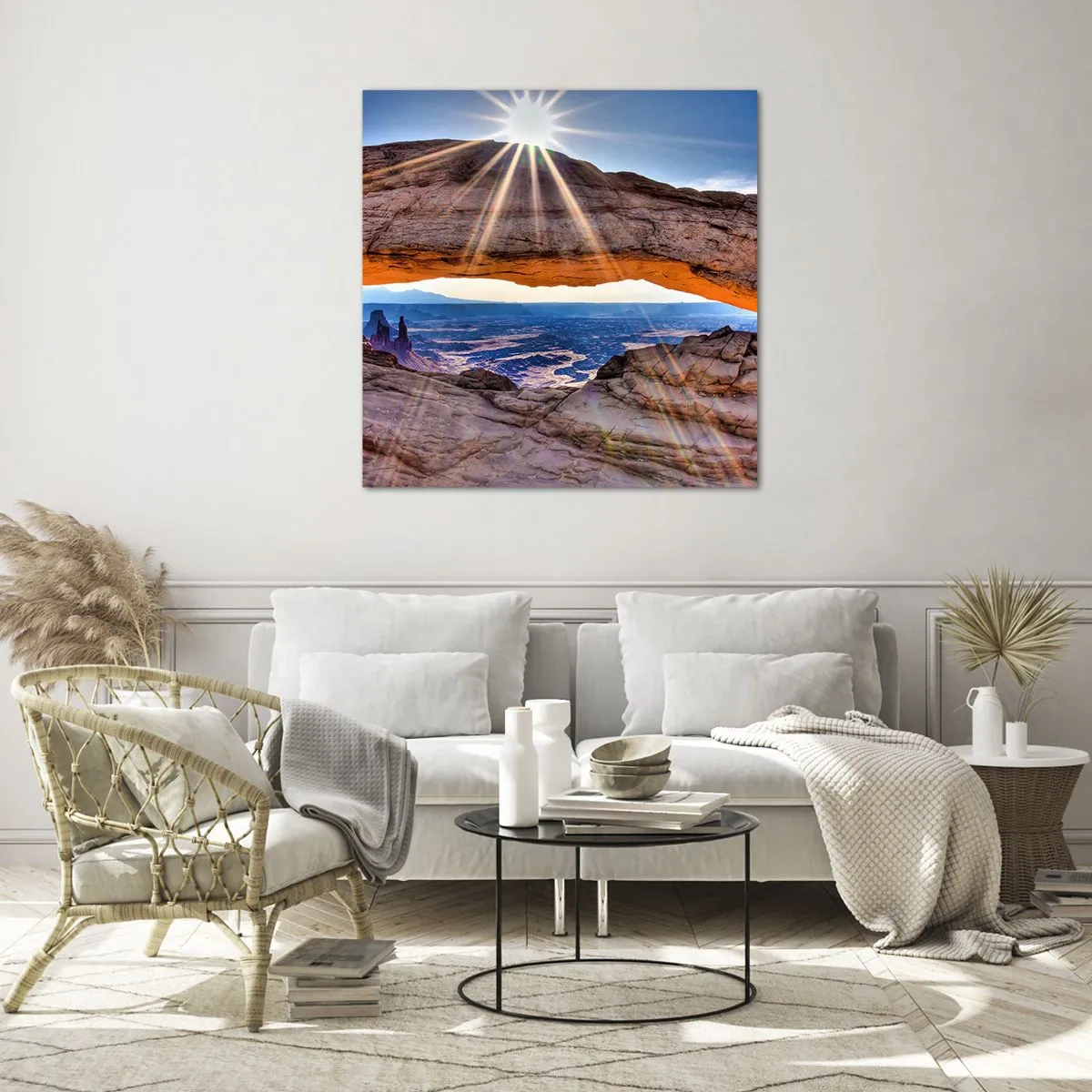 Obraz na szkle - Przez skalną bramę - 60x60 cm