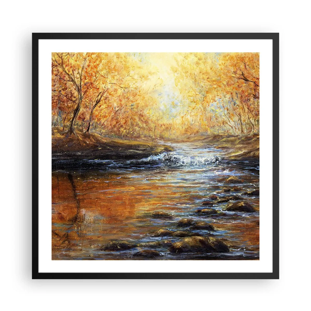 Plakat w czarnej ramie - Złoty potok - 60x60 cm