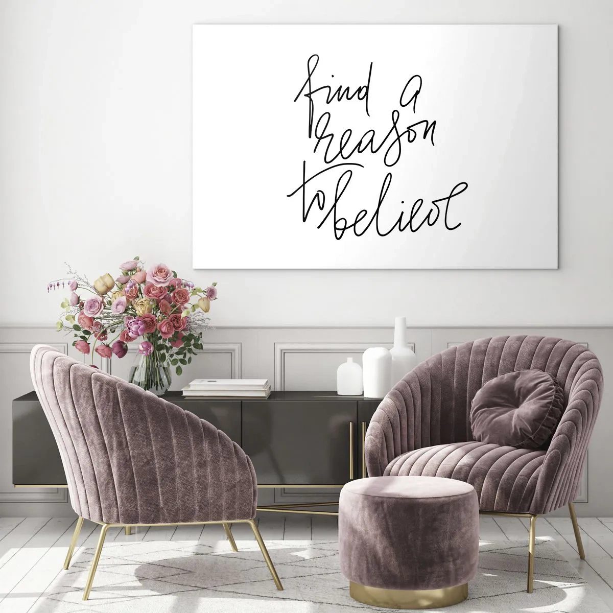 Obraz na szkle - Minimalistyczna typografia z inspirującym cytatem - 100x70cm - To możliwe - Nowoczesna dekoracja ścienna do salonu, kuchni i sypialni ARTTOR