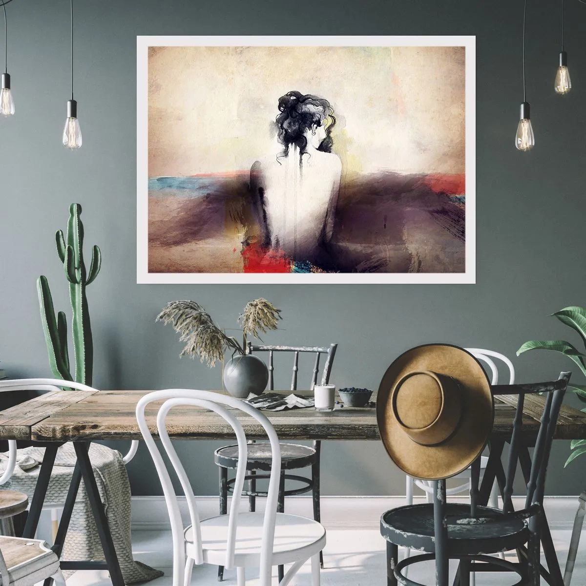 Plakat - Subtelny portret kobiety w artystycznym stylu - 100x70cm - Łagodne linie, owalne kształty - Nowoczesna dekoracja ścienna do salonu i sypialni ARTTOR