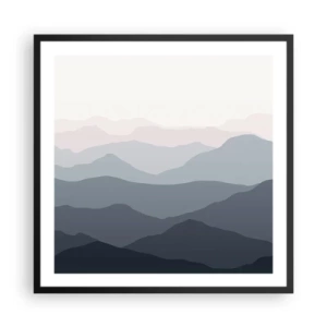 Plakat w czarnej ramie - Fale gór - 60x60 cm