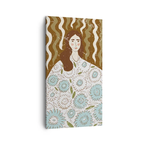 Obraz na płótnie - Portret w kwiecistej szacie - 45x80 cm