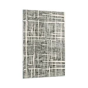 Obraz na szkle - Geometryczny wzór przypominający siatkę na jasnym tle - 70x100cm - Kompozycja utkana - Nowoczesna dekoracja ścienna do salonu i sypialni ARTTOR