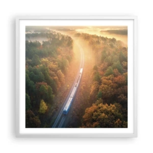 Plakat w białej ramie - Jesienna podróż - 60x60 cm