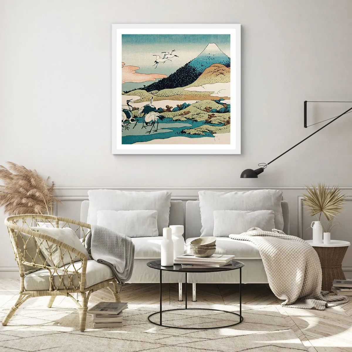 Plakat w białej ramie - W japońskim duchu - 60x60 cm