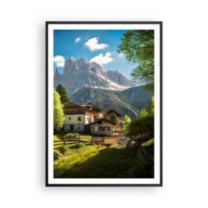 Plakat w czarnej ramie - Alpejska sielanka - 70x100 cm