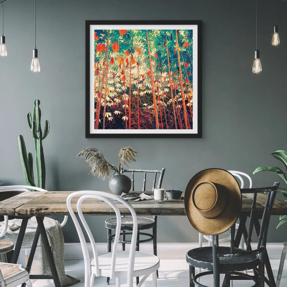 Plakat w czarnej ramie - Tajemne życie liści - 60x60 cm