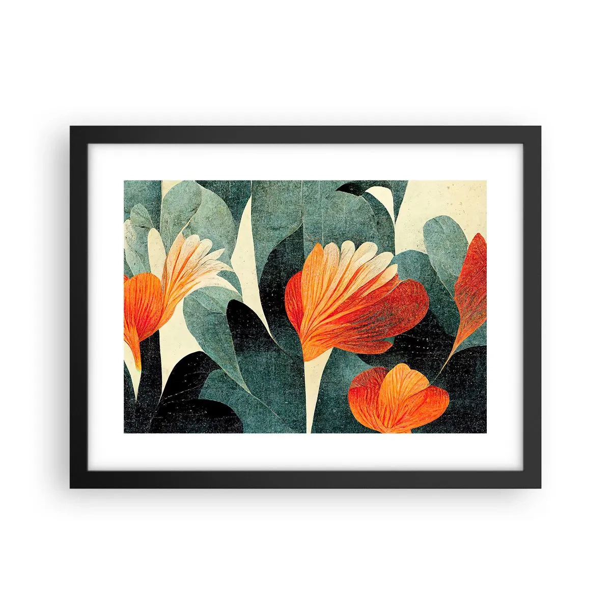 Plakat w czarnej ramie - Żar tropików i chłód zieleni - 40x30 cm