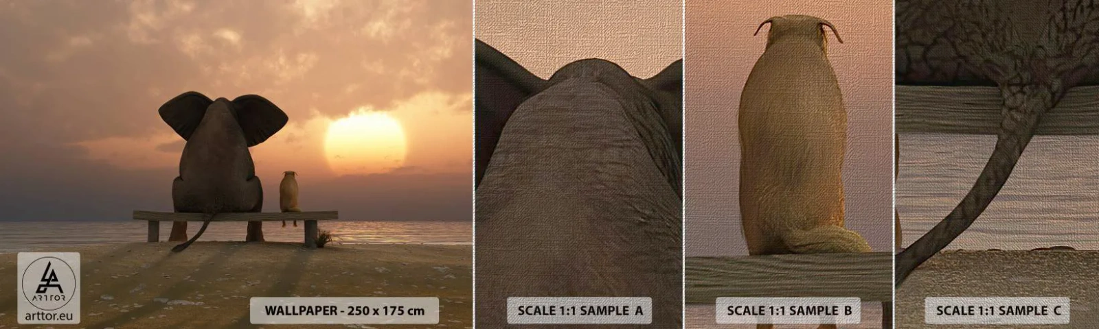 Fototapeta Próbka Premium Canvas - Dobrze jest razem pomilczeć - Abstrakcja, Zwierzęta, Przyjaźń - 100x30 cm