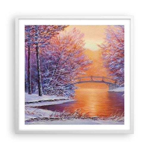 Plakat w białej ramie - Spotkajmy się tu - 60x60 cm
