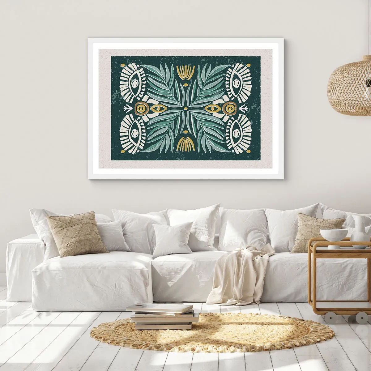 Plakat w białej ramie - Jak ludowa wycinanka - 70x50 cm