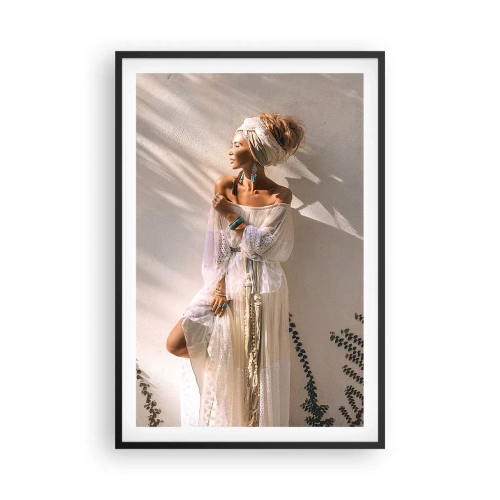 Plakat w czarnej ramie - Słońce i dziewczyna - 61x91 cm