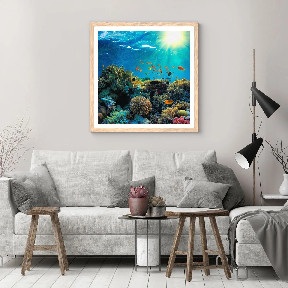 Plakat w ramie jasny dąb - Podwodne skarby - 40x40 cm