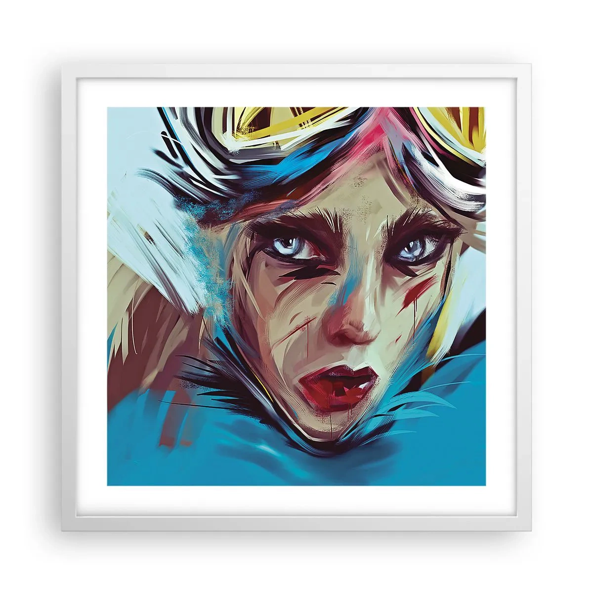 Plakat w białej ramie - Wojowniczka szos - 50x50 cm