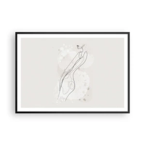Plakat w czarnej ramie - Subtelny szkic sylwetki w minimalistycznym stylu - 100x70cm - Pobłądzić spojrzeniem - Nowoczesna dekoracja ścienna do salonu i sypialni ARTTOR