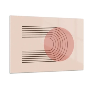 Obraz na szkle - Minimalistyczna grafika geometryczna w odcieniach beżu - 120x80cm - Nieodparte przyciąganie - Nowoczesna dekoracja ścienna do salonu, kuchni i sypialni ARTTOR