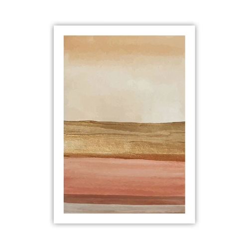 Plakat - Abstrakcyjna kompozycja w ciepłych odcieniach beżu i różu - 50x70cm - Kompozycja wertykalna - Nowoczesna dekoracja ścienna do salonu, kuchni i sypialni ARTTOR