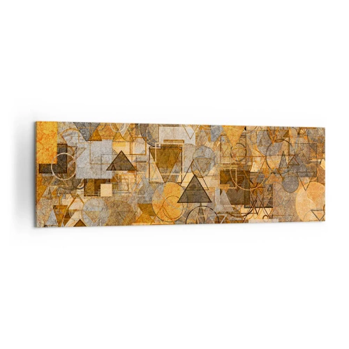Obraz na płótnie - Abstrakcyjne geometryczne wzory w odcieniach złota - 160x50cm - Świat ujęty w formę - Nowoczesna dekoracja ścienna do salonu i sypialni ARTTOR