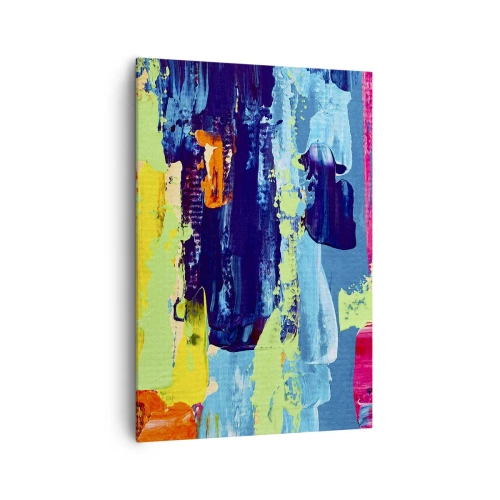 Obraz na płótnie - Abstrakcyjna kompozycja kolorów w dynamicznej formie - 70x100cm - Życie jest piękne! - Nowoczesna dekoracja ścienna do salonu i sypialni ARTTOR