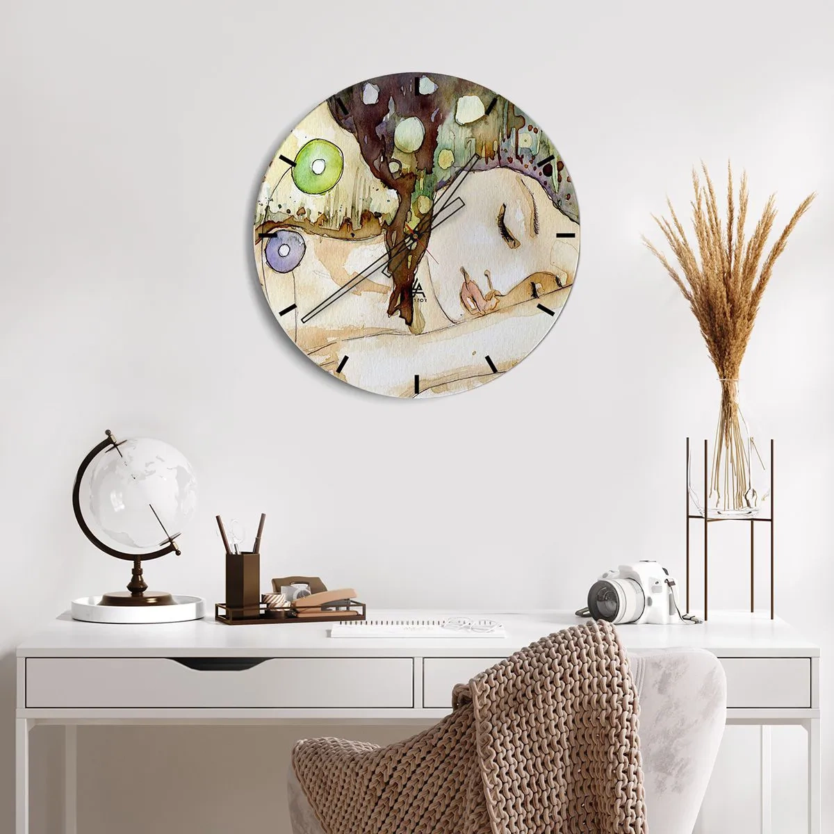 Zegar ścienny - Szmaragdowo-fiołkowy sen - 40x40 cm