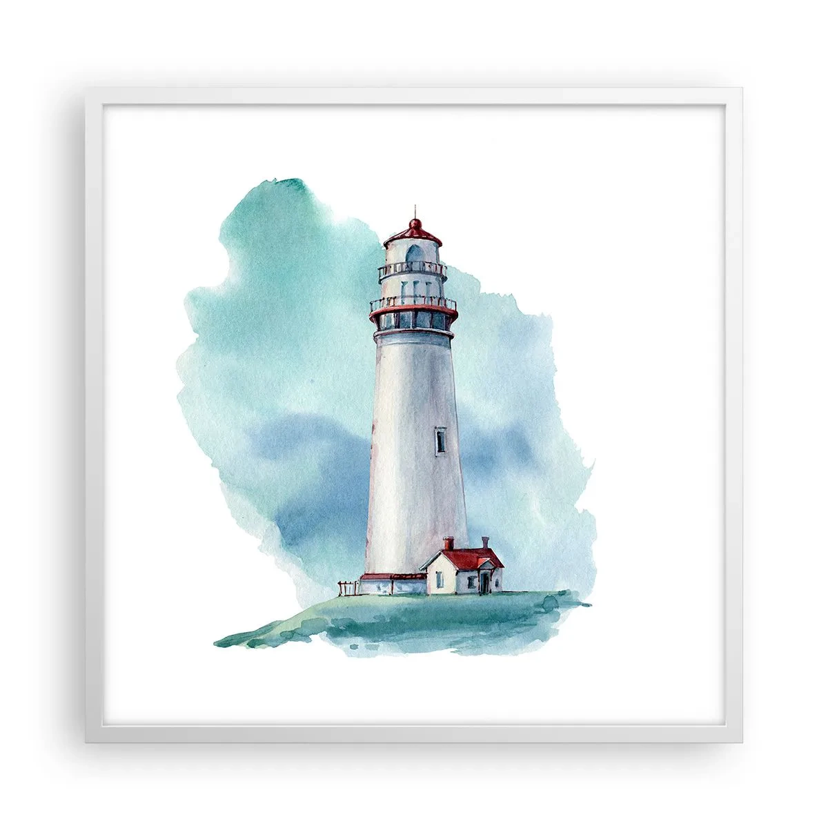 Plakat w białej ramie - Łagodna siostra błękitu - 60x60 cm