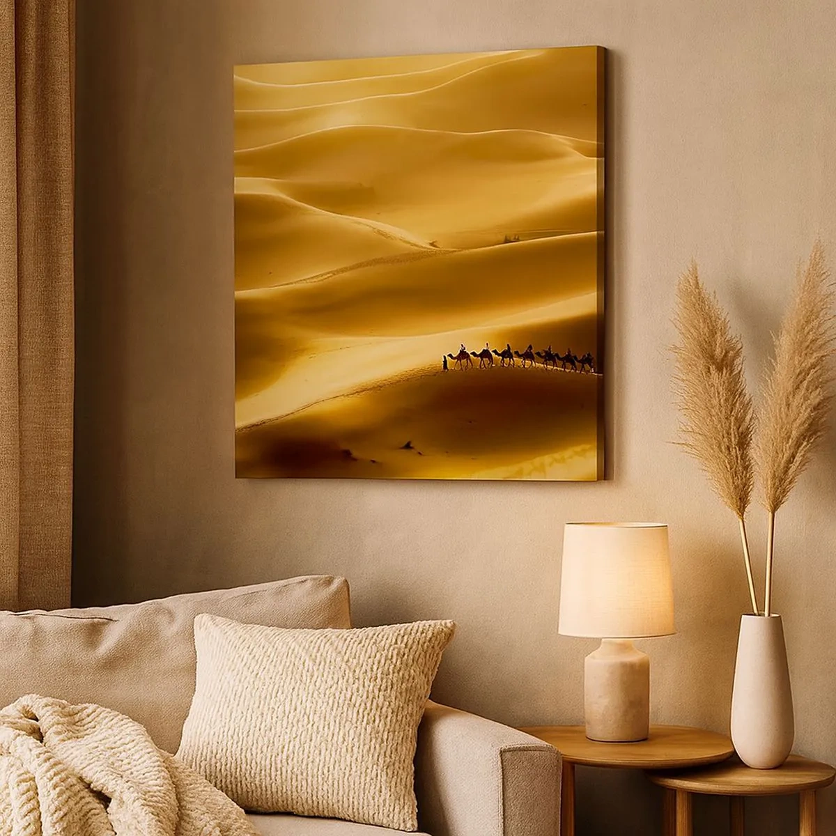 Obraz na płótnie - Karawana na falach pustyni - 30x30 cm