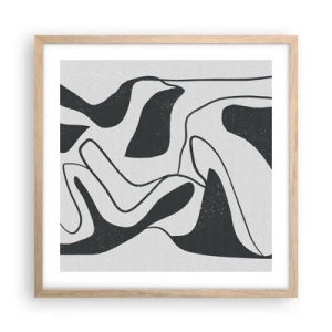 Plakat w ramie jasny dąb - Abstrakcyjna zabawa w labiryncie - 50x50 cm