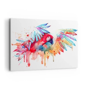Obraz na płótnie - Papuga w artystycznym stylu akwarelowym - 100x70cm - Kolorowe Papugi - Nowoczesna dekoracja ścienna do salonu, kuchni i sypialni ARTTOR