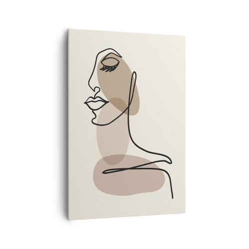 Obraz na płótnie - Kobiecy profil w minimalistycznym stylu line art - 70x100cm - Pewna linia piękna - Nowoczesna dekoracja ścienna do salonu i sypialni ARTTOR