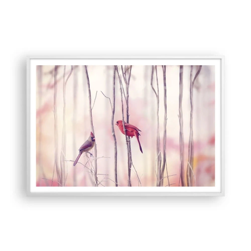 Plakat w białej ramie - Opowieść różowego lasu - 100x70 cm
