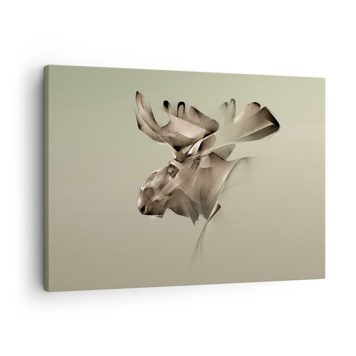 Obraz na płótnie - Abstrakcyjny wizerunek łosia na minimalistycznym tle - 70x50cm - Łagodna siła spokoju - Nowoczesna dekoracja ścienna do salonu i sypialni ARTTOR