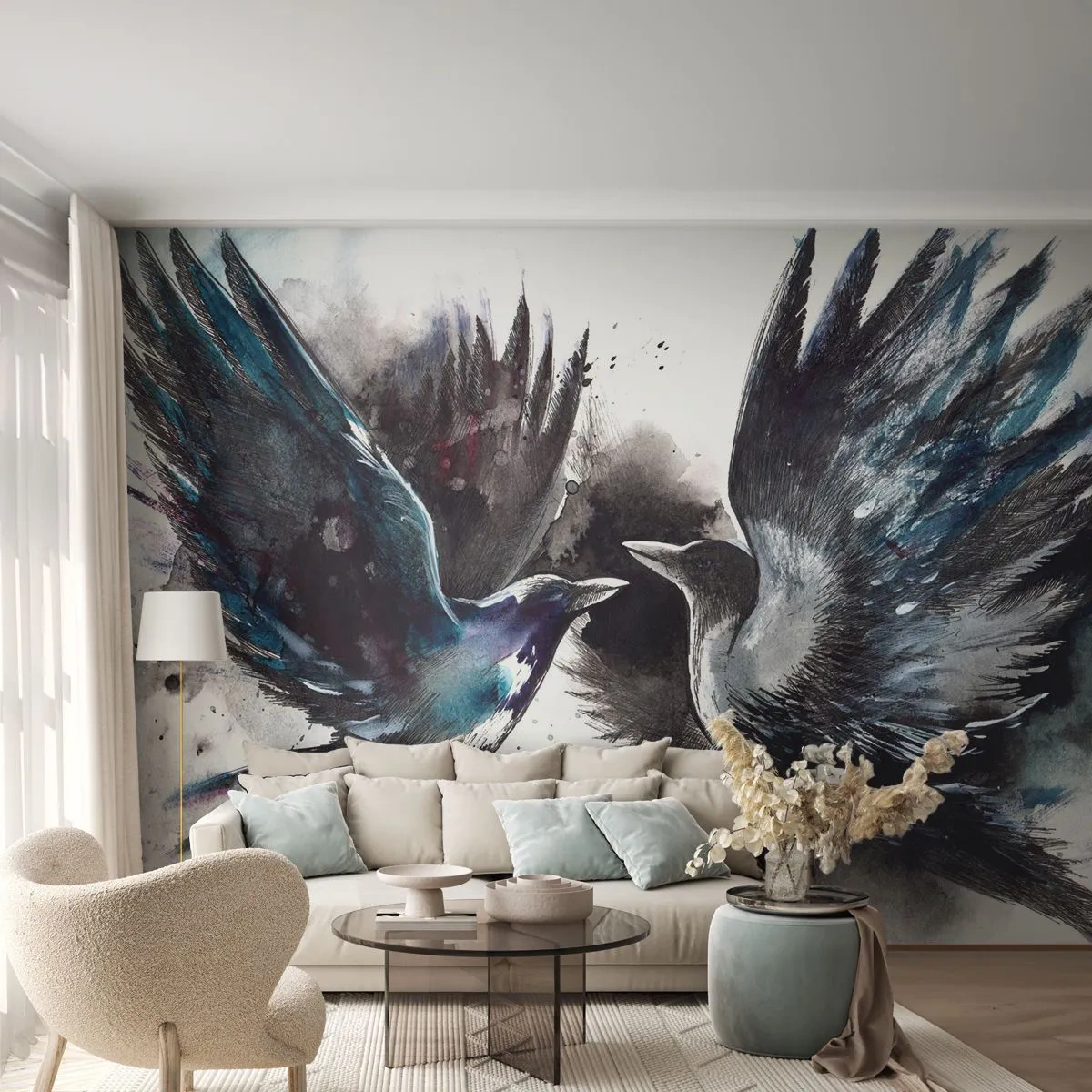 Fototapeta Premium Canvas - Kruk krukowi… - Abstrakcja, Ptak, Zwierzęta - 450x315 cm