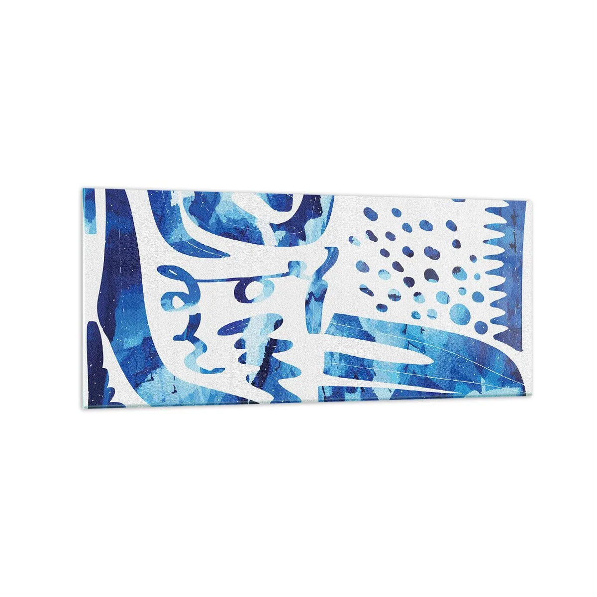 Obraz na szkle - Abstrakcyjny wzór w odcieniach niebieskiego - 120x50cm - Powrót do korzeni - Nowoczesna dekoracja ścienna do salonu i sypialni ARTTOR