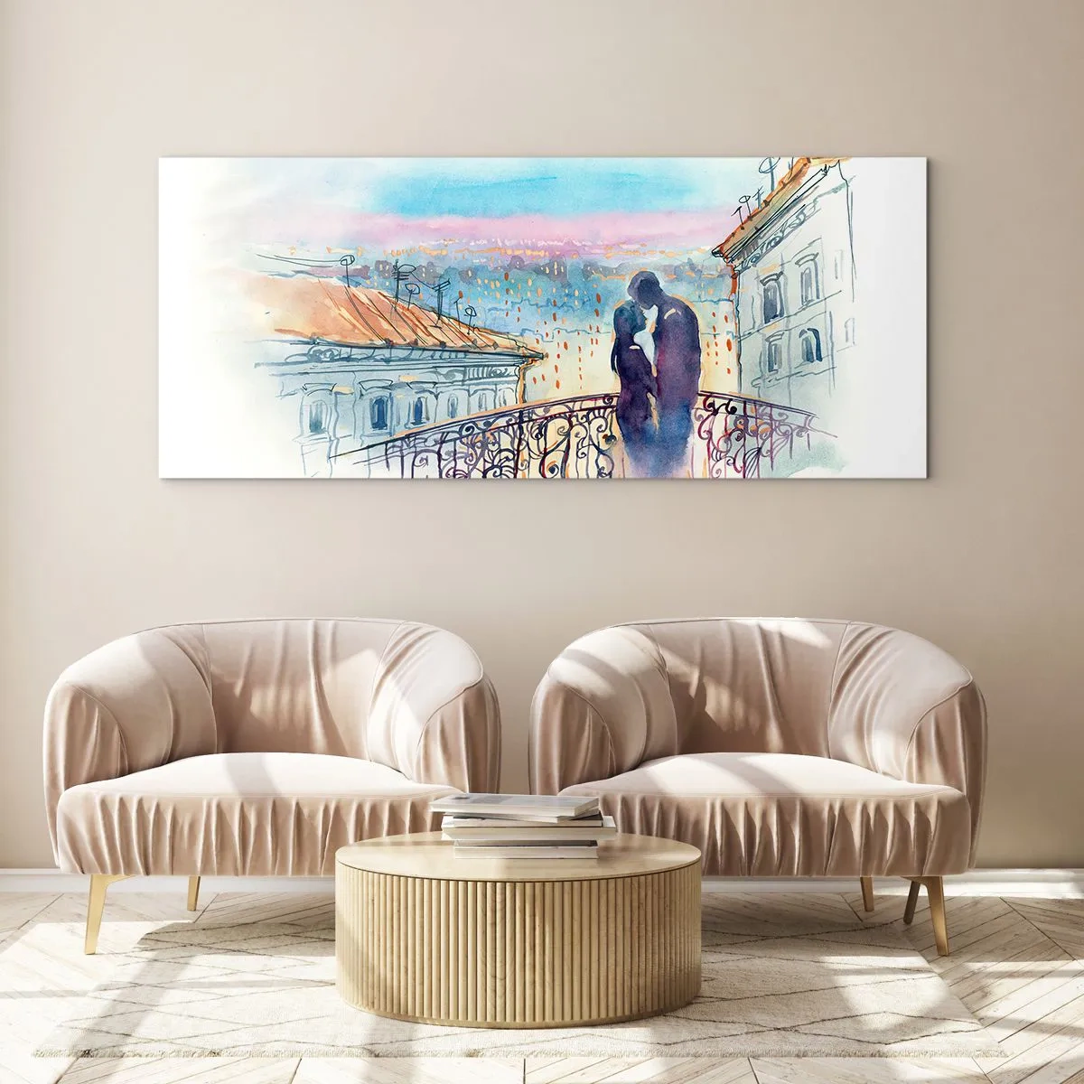 Obraz na szkle - Paryscy kochankowie - 100x40 cm