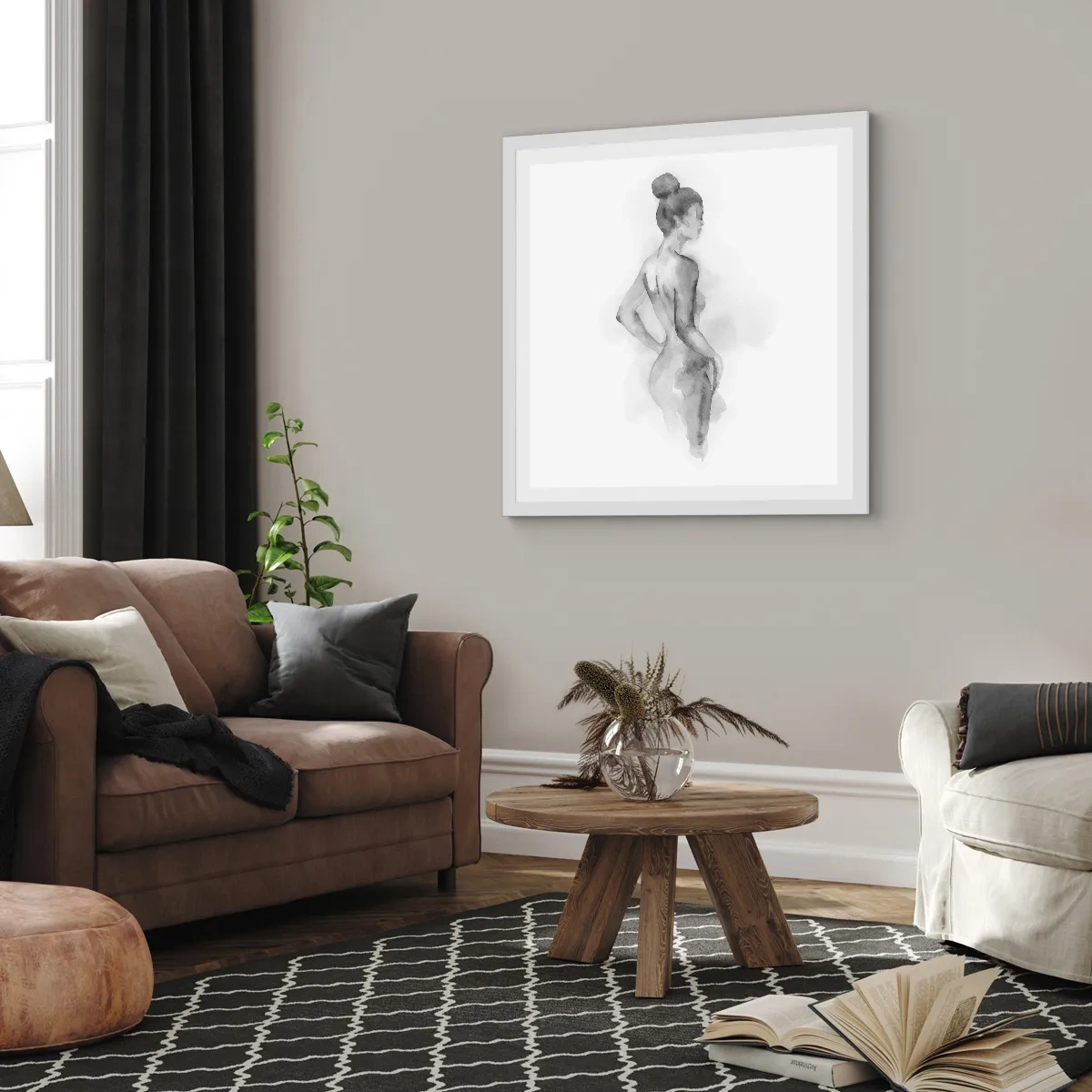 Plakat w białej ramie - Piękna jak malowanie - 50x50 cm