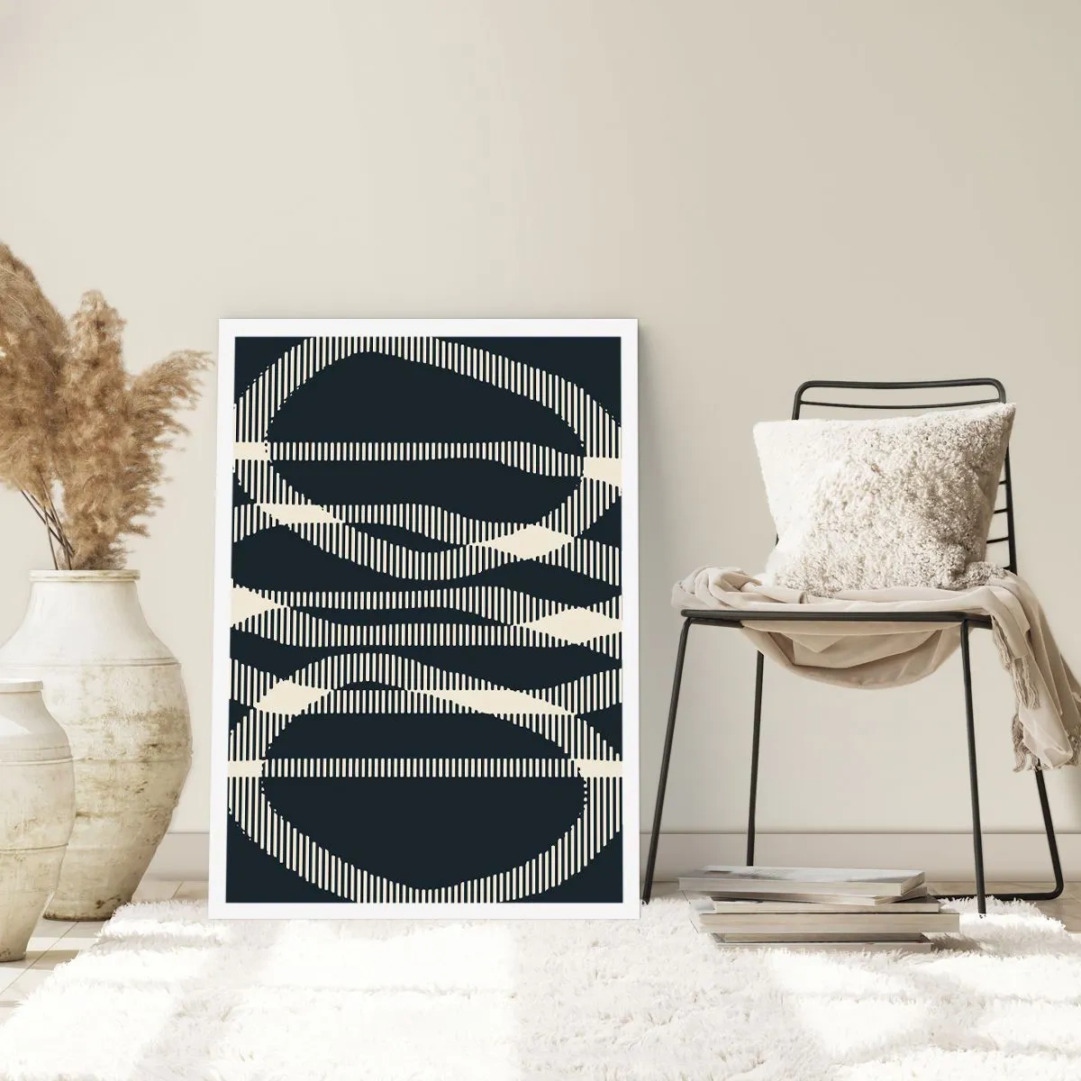 Plakat - Abstrakcyjny motyw geometryczny w odcieniach czerni i bieli - 50x70cm - Próba przełamania ciemności - Nowoczesna dekoracja ścienna do salonu, kuchni i sypialni ARTTOR