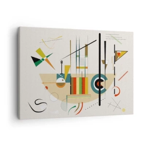 Obraz na płótnie - Kolorowa abstrakcja z geometrycznymi kształtami - 70x50cm - I świat się śmieje - Nowoczesna dekoracja ścienna do salonu i sypialni ARTTOR