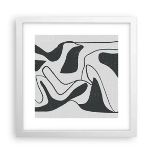 Plakat w białej ramie - Abstrakcyjna zabawa w labiryncie - 30x30 cm