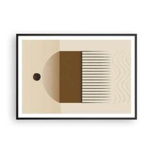Plakat w czarnej ramie - Abstrakcyjna kompozycja geometryczna w beżach i brązach - 100x70cm - Różne stany - Nowoczesna dekoracja ścienna do salonu i sypialni ARTTOR