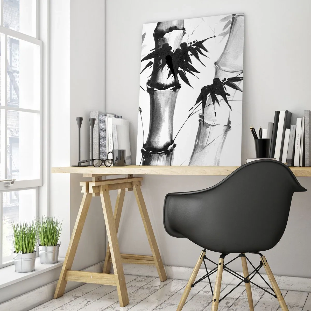 Obraz na szkle - Bambus w tradycyjnym stylu - 50x70cm - Zbliżenie na orient - Nowoczesna dekoracja ścienna do salonu, kuchni i sypialni ARTTOR