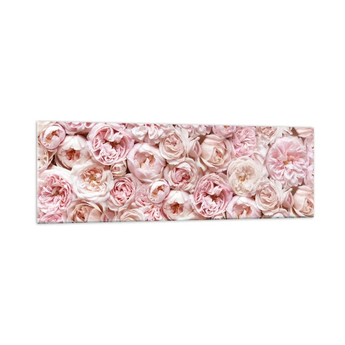Obraz na szkle - Delikatne róże w odcieniach różu na całej powierzchni - 160x50cm - Usłane różami - Nowoczesna dekoracja ścienna do salonu i sypialni ARTTOR