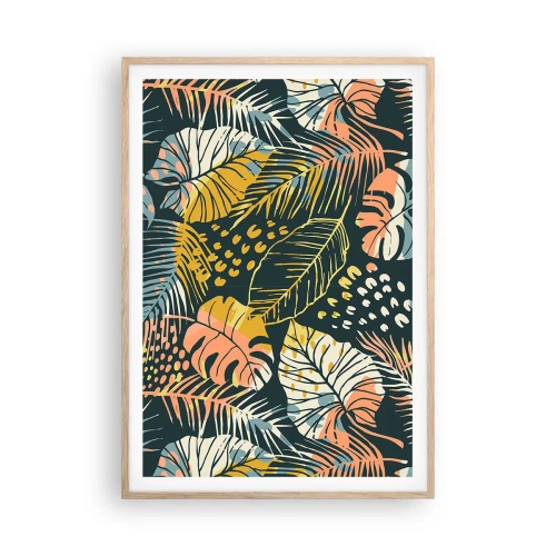 Plakat w ramie jasny dąb - Liściasta fantazja - 70x100 cm