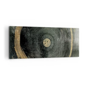 Obraz na płótnie - Koncentryczne kręgi z akcentami złota - 120x50cm - Zmiana i trwanie - Nowoczesna dekoracja ścienna do salonu i sypialni ARTTOR