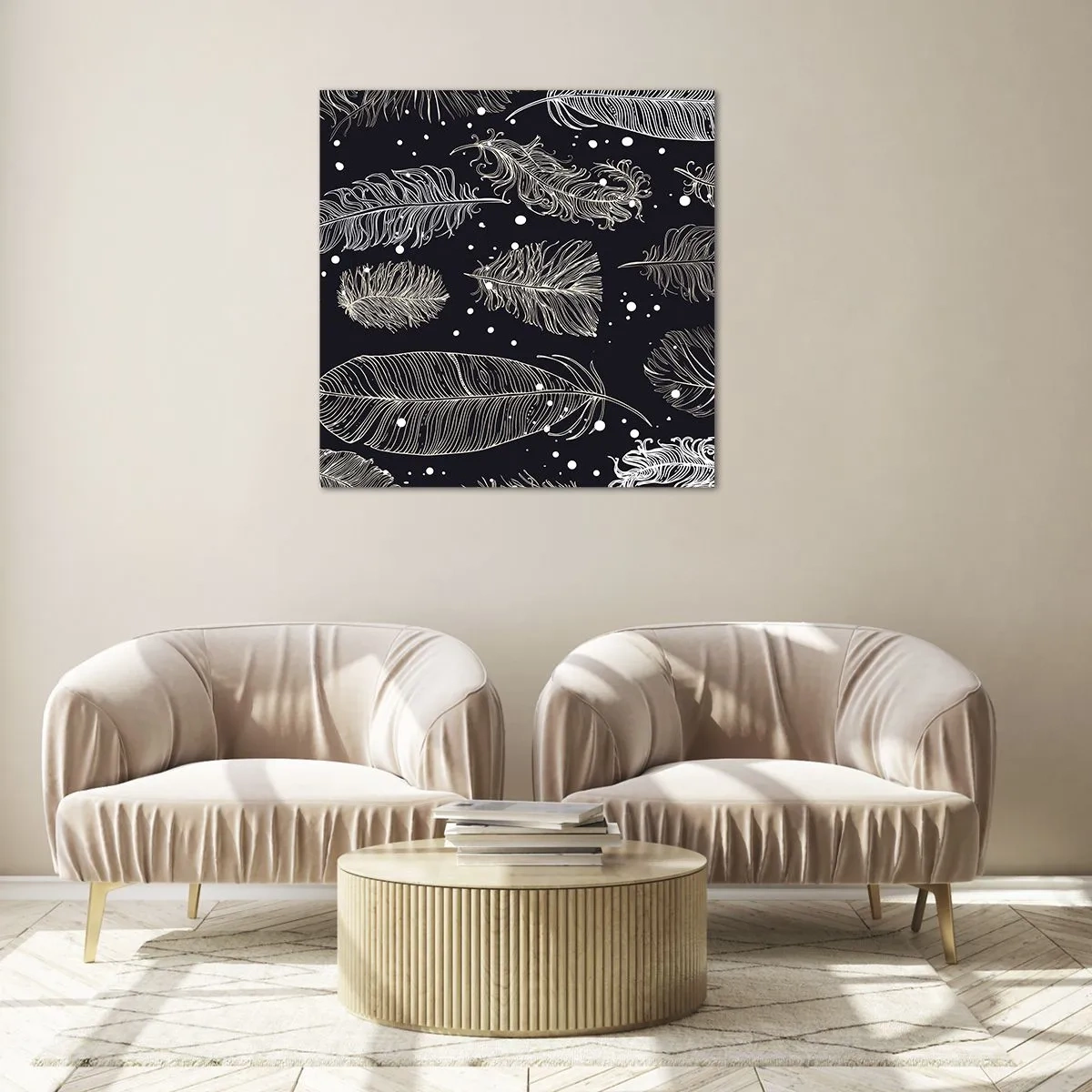 Obraz na szkle - Pierzasta koronka - 50x50 cm