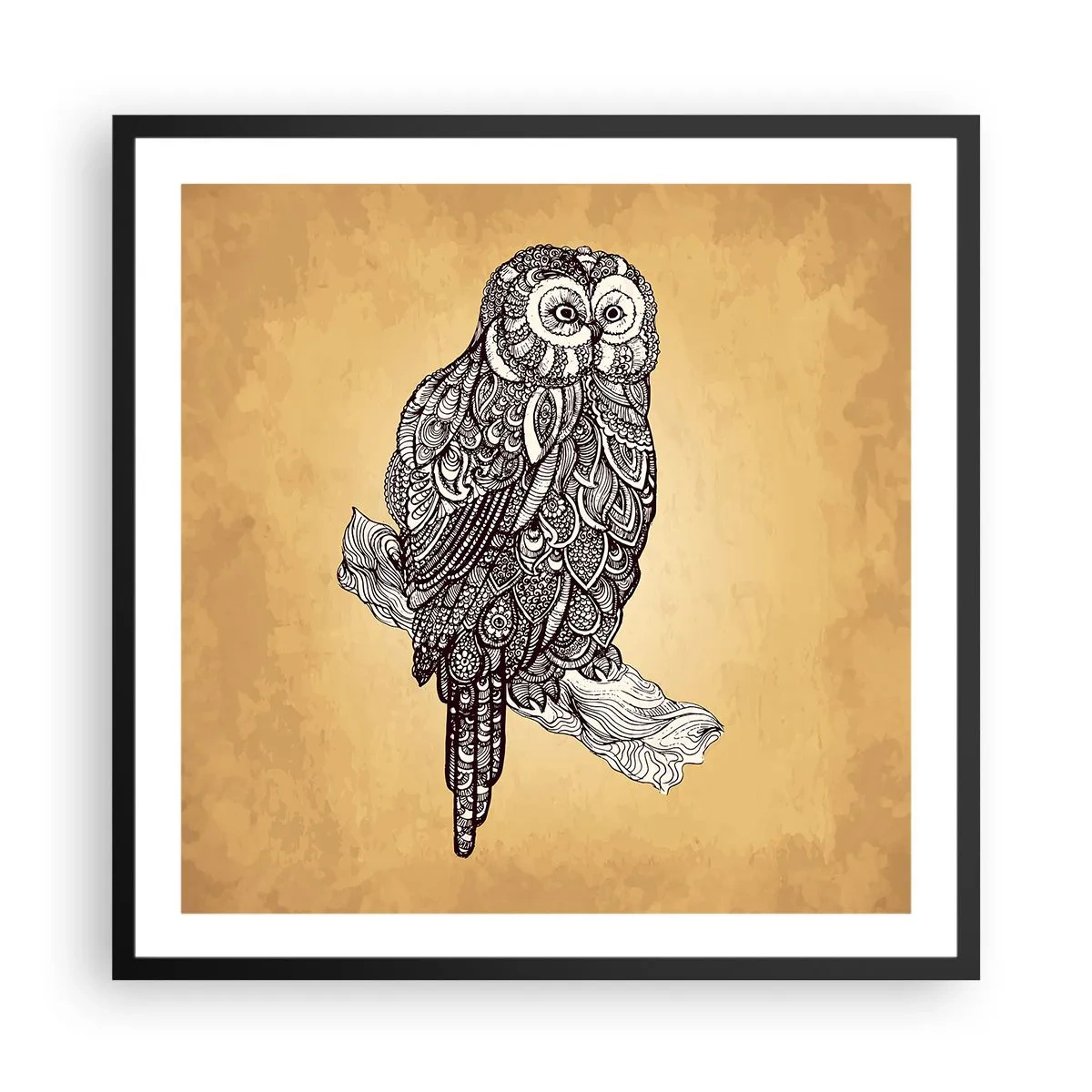 Plakat w czarnej ramie - Misterne ornamenty mądrości - 60x60 cm